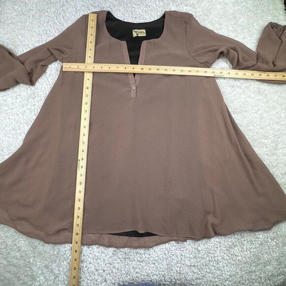 Show Me Your Mumu V Neck Tunic Blouse Brown - Picture 5 of 6
